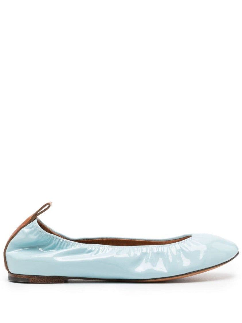 Lanvin Gathered Patent Finish Flat Shoes