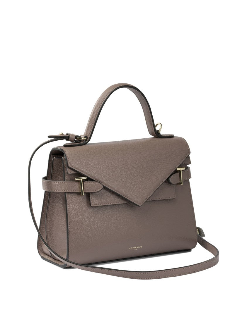 Le Tanneur Textured Leather Handbag With Triangular Flap Closure