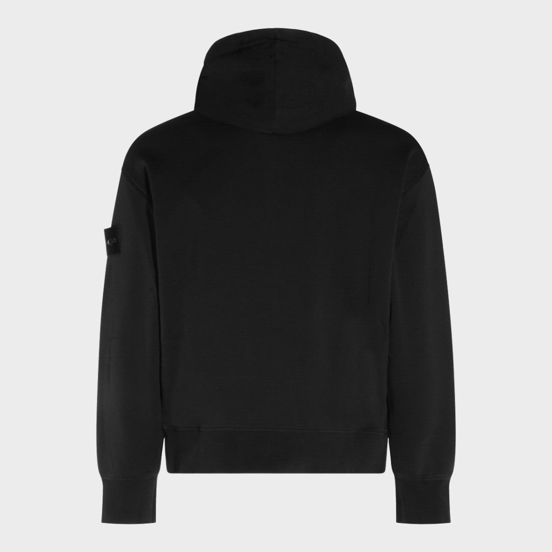 Stone Island Black Zip-Up Hoodie With High Collar And Adjustable Hood