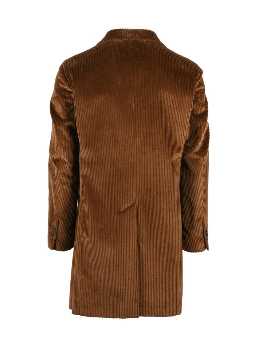 L.B.M. 1911 Brown Cotton Corduroy Double-Breasted Coat