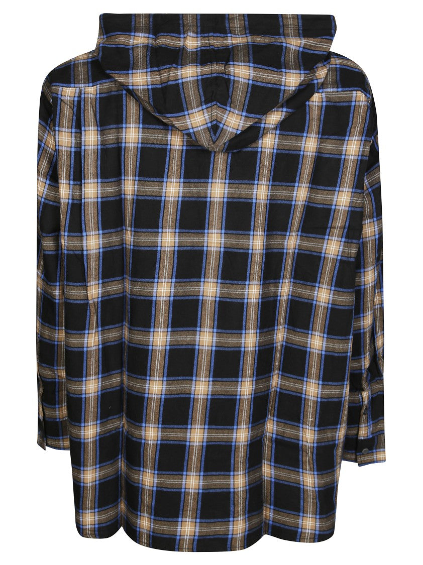 Diesel Long-Sleeved Plaid Shirt With Hood And Logo Patch