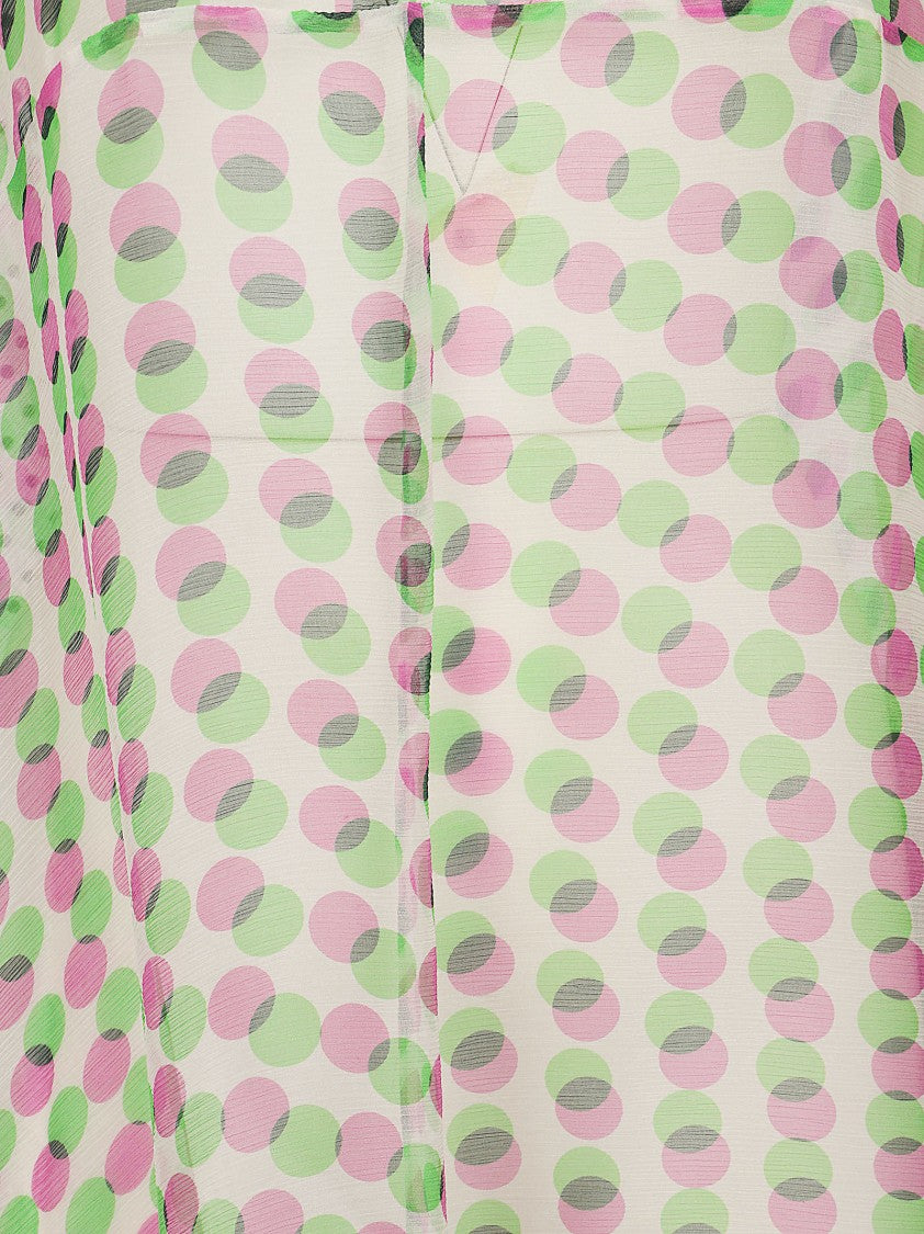 Dries Van Noten Polka Dot Silk Midi Cape Dress With Adjustable Hems
