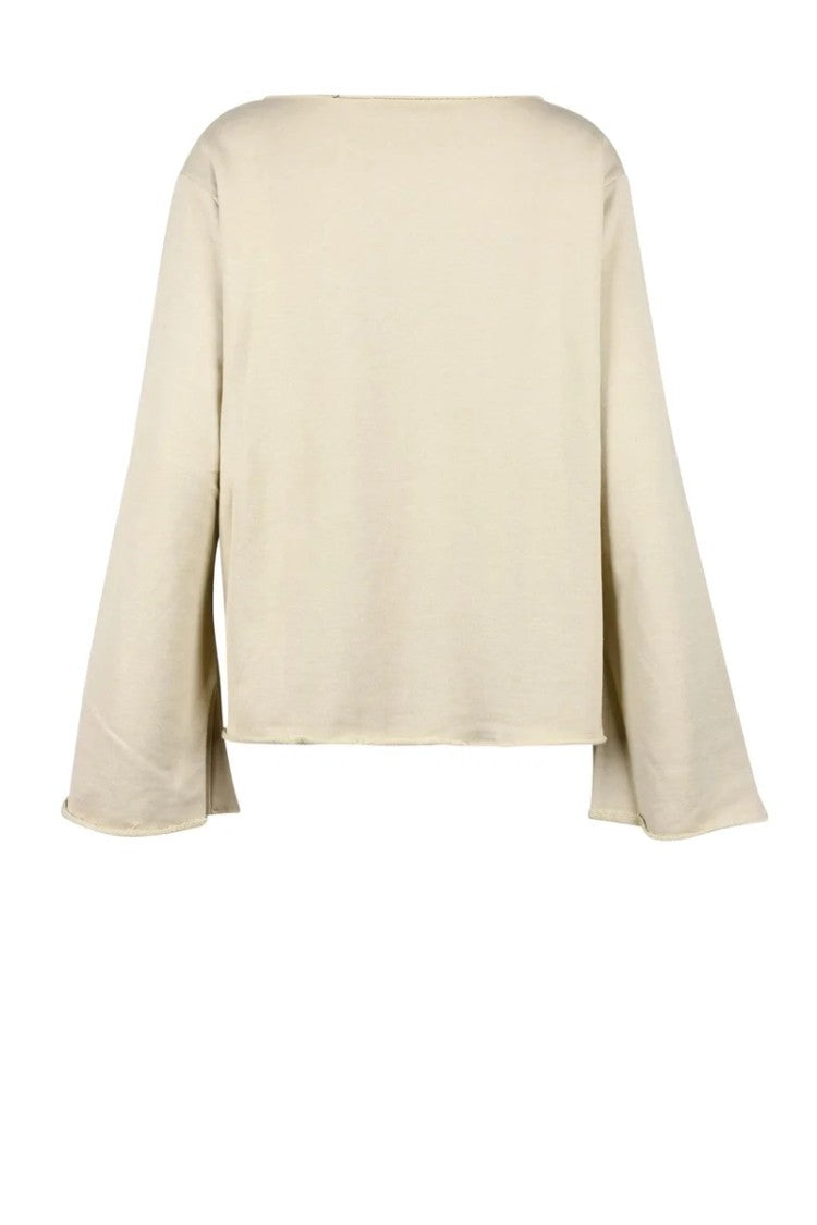 Douuod Beige Crewneck Cotton Sweater