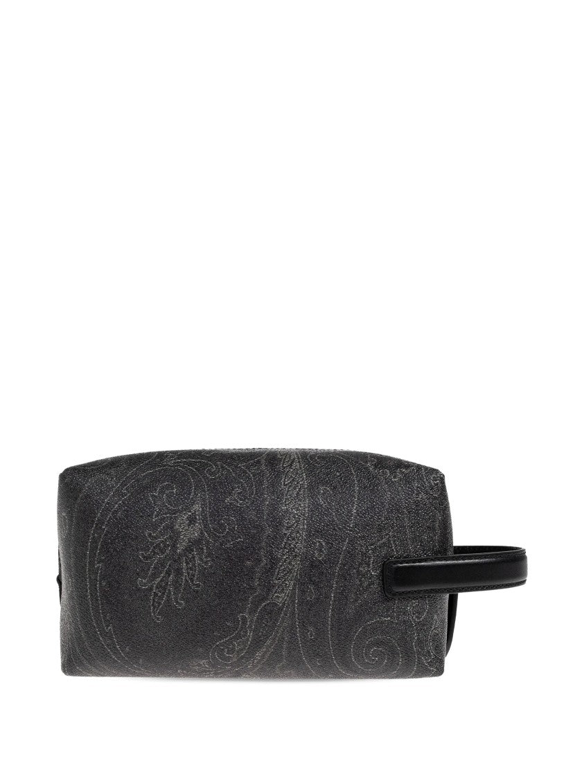 Etro Rectangular Black Paisley 19,5X10x8 Wristlet Pouch