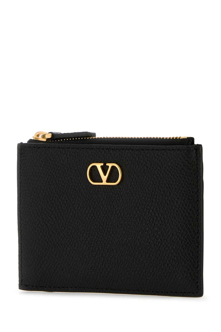 Valentino Garavani Black Leather Vlogo Card Holder