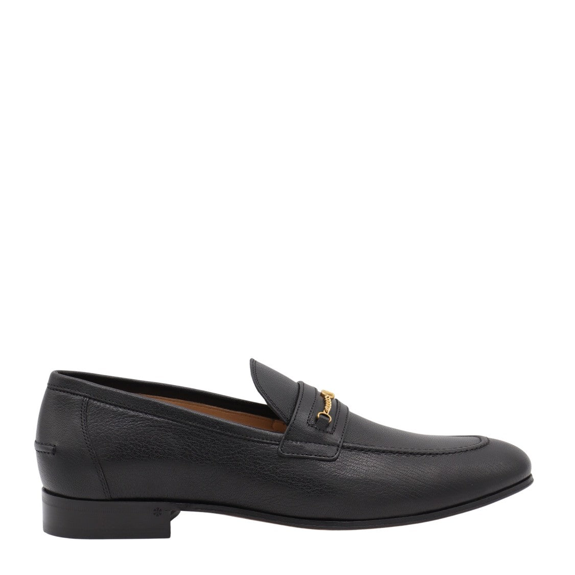 Valentino Garavani Classic Black Loafers With Gold Chain Detail