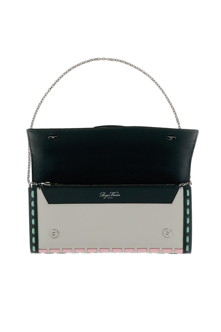 Roger Vivier Rectangular Woven Clutch Bag With Silver-Tone Clasp