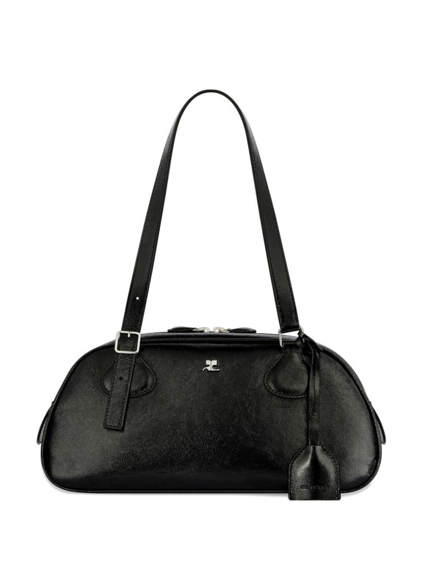 Courrèges Black Structured Adjustable Strap Charm Bag