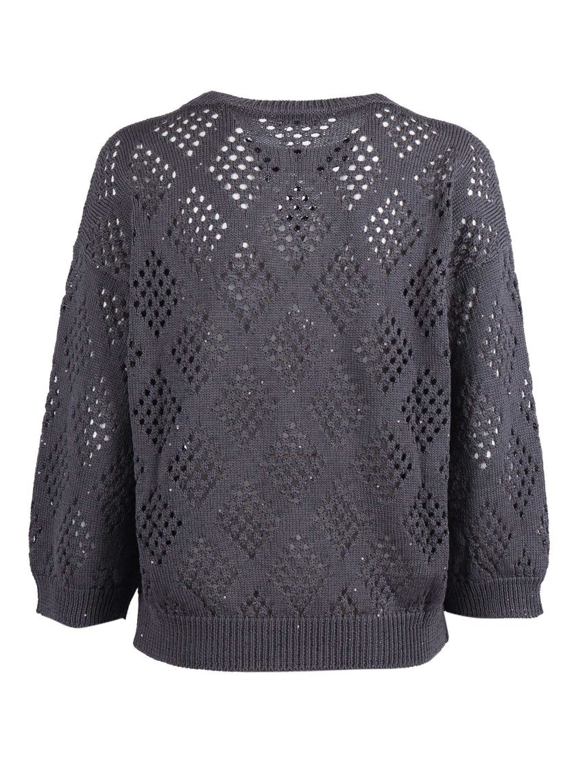 Peserico Textured Diamond Pattern Knitted Sweater