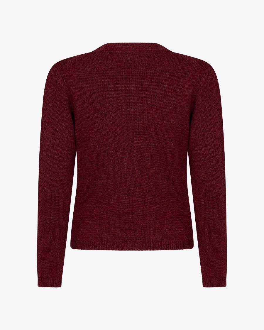 Serena Bute V-Neck Pocket Cardigan - Burgundy