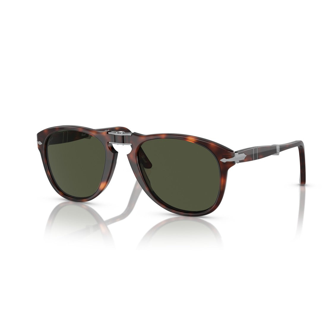 Persol 0Po0714 Rounded Tortoiseshell Frame Sunglasses With Silver Details