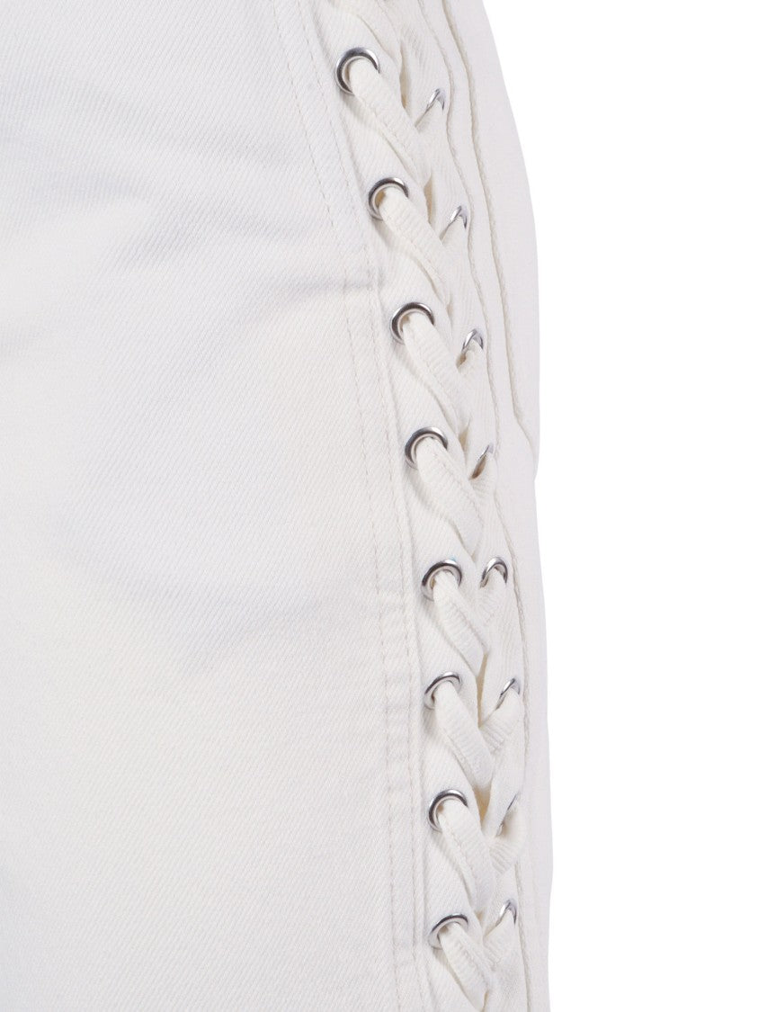 Rotate White Raw Laced Loose Jeans