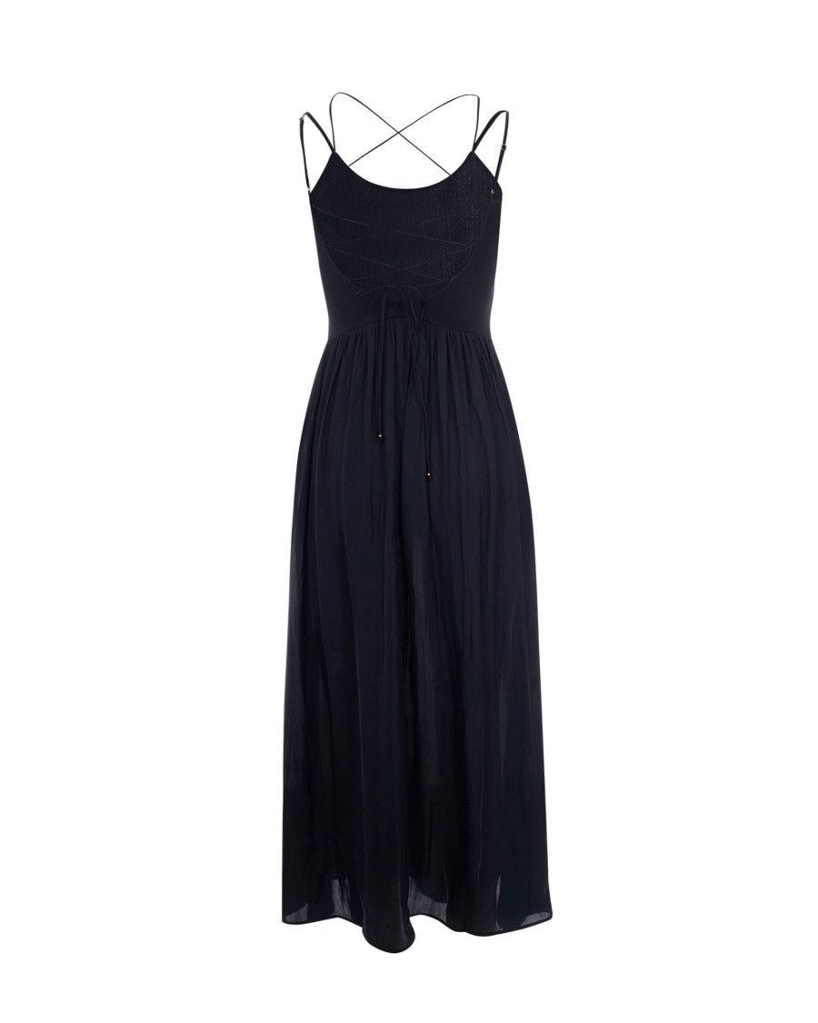 Sessùn Long Dress With Ballerina Straps And Fluid Satin Skirt