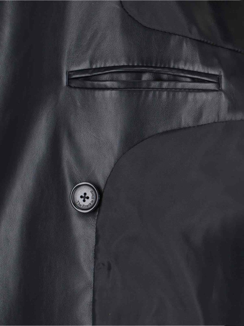 The Frankie Shop Double-Breasted Faux Leather Coat With Removable Waist Belt