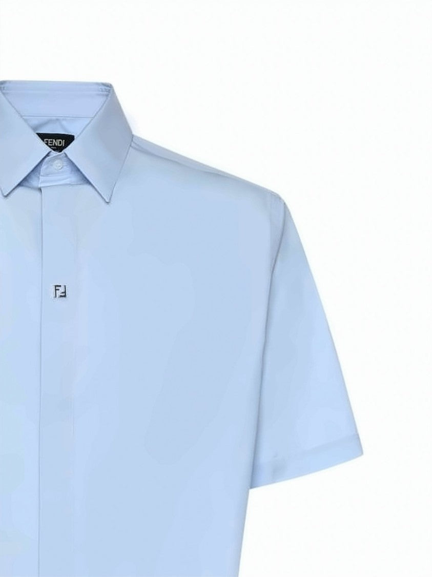 Fendi Short-Sleeved Cotton Shirt With Concealed Button Placket