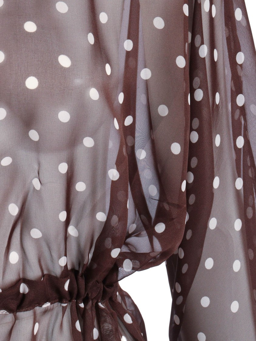 P.A.R.O.S.H. Sheer Brown V Neck Blouse