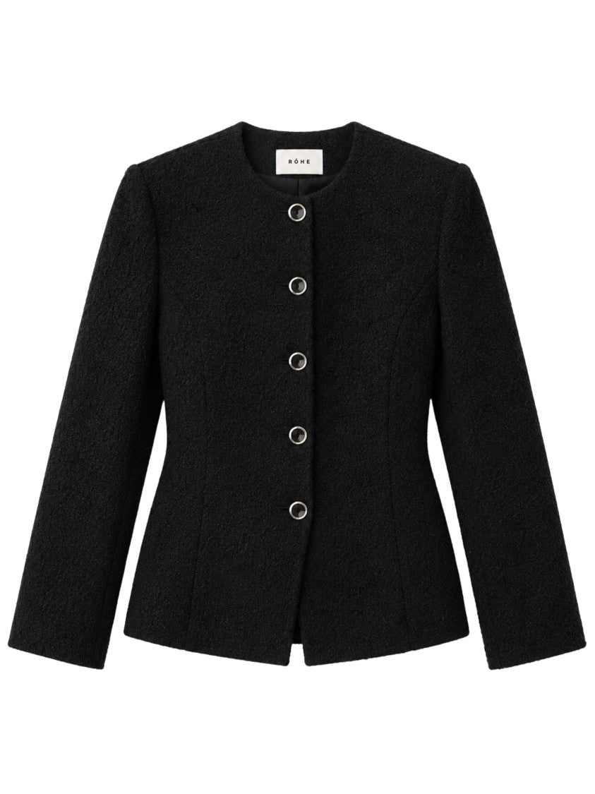 Róhe Black Bouclé Wool Shaped Blazer