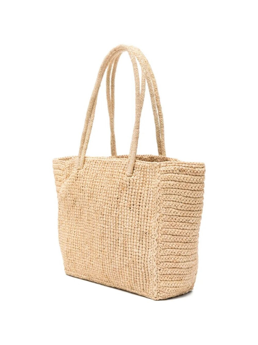 Mc2 Saint Barth Woven Tote Bag With Embroidered Logo