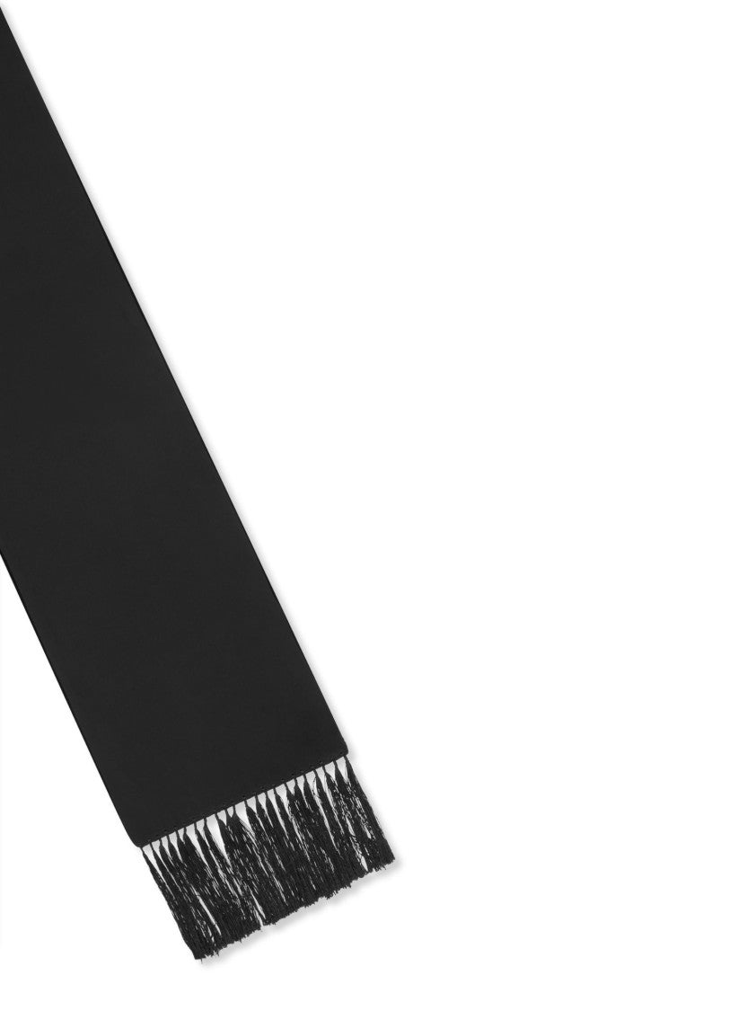 Tom Ford Rectangular Black Scarf With Tone-On-Tone Fringed Edges