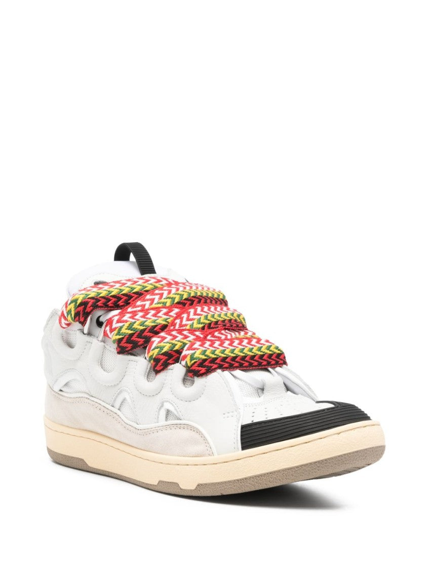 Lanvin Black Patterned Lace Ridged Sole Sneakers