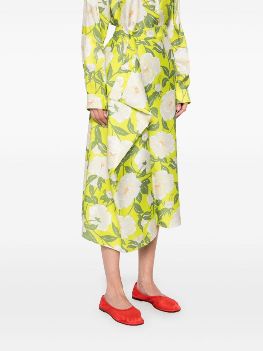 Kenzo Fluorescent Green Floral Skirt