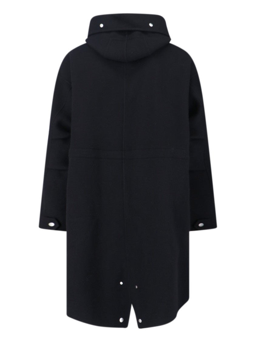 Jil Sander Virgin Wool Coat With Logo Detail – Black