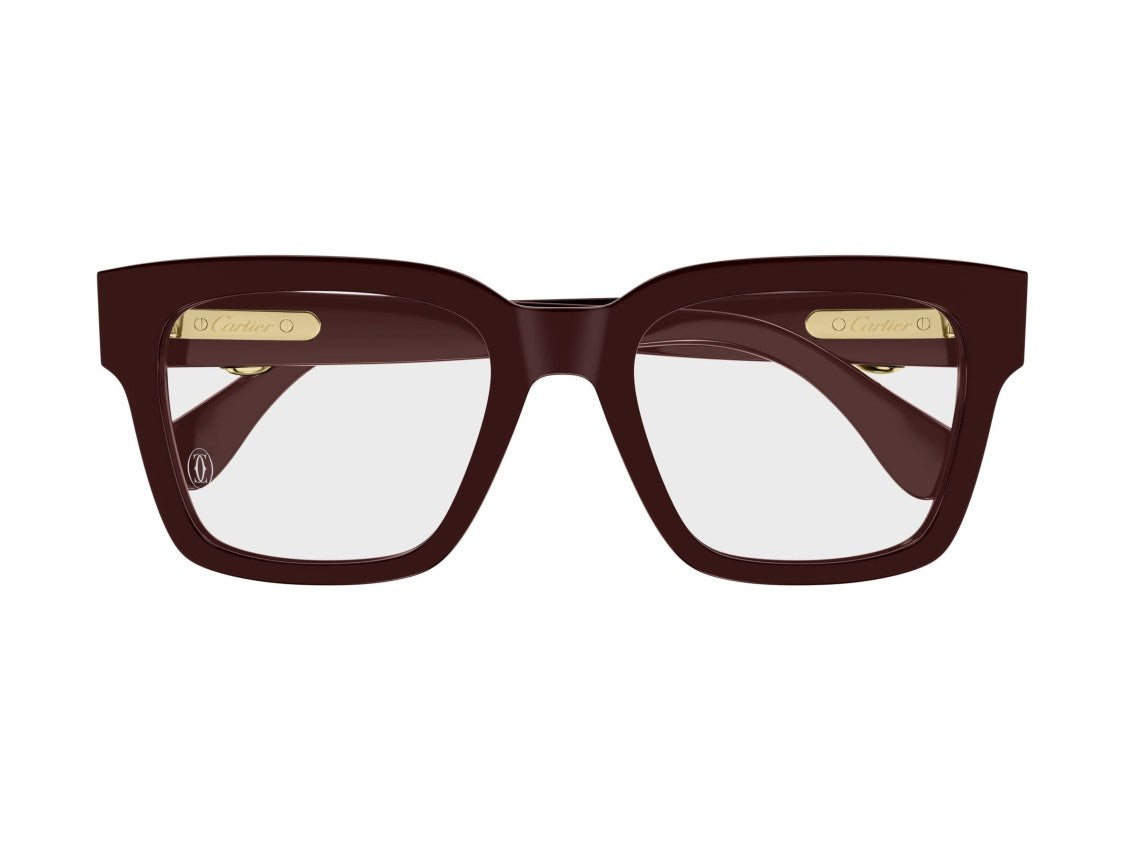 Cartier Burgundy Ct0640o Gold Acetate Oversized Square Eyeglasses