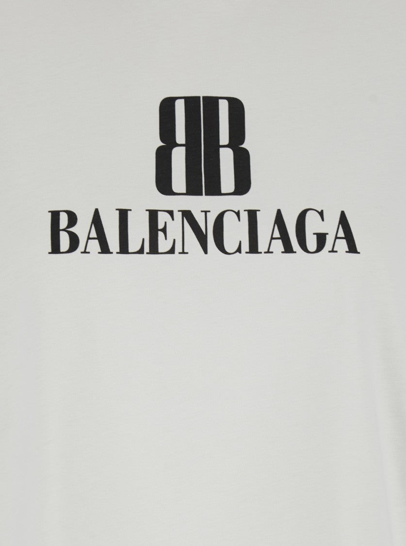 Balenciaga Cropped T-Shirt With Bold Logo Print