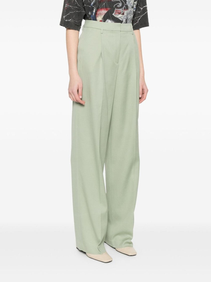 Golden Goose Sage Green Relaxed Fit Trousers With Functional Pockets