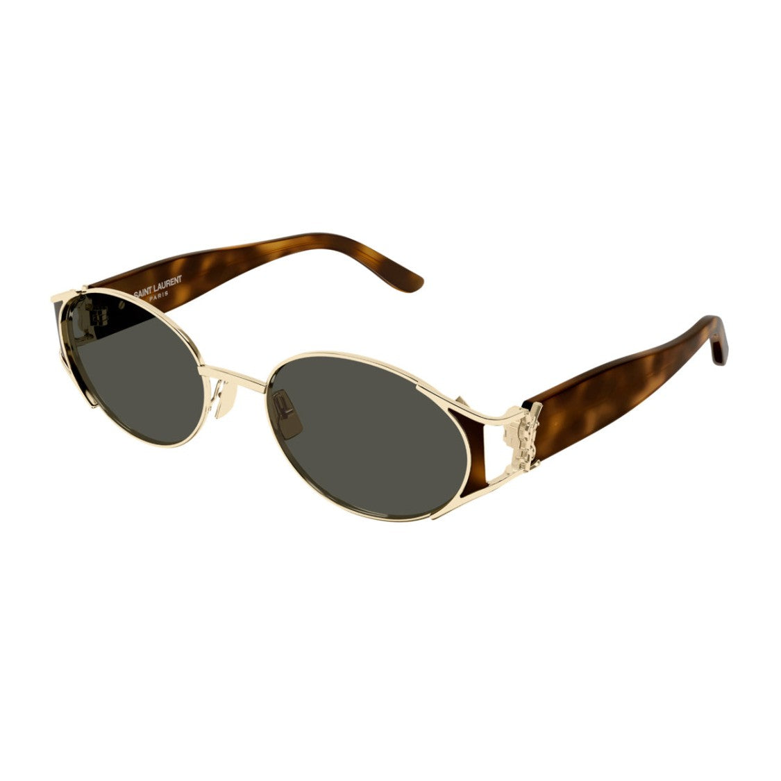 Saint Laurent Gold Havana Linea Monogram Sl M919 Oval Sunglasses