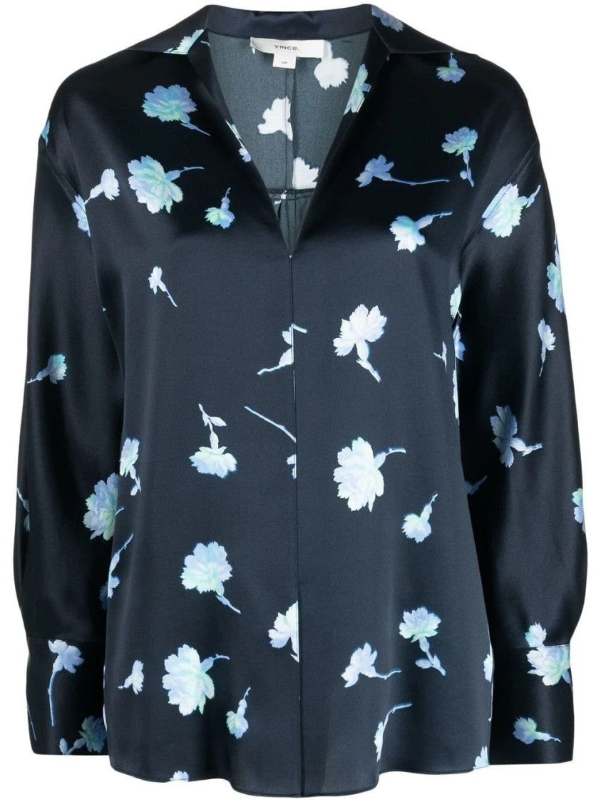 Vince Sea Carnation Shaped Collar Blouse