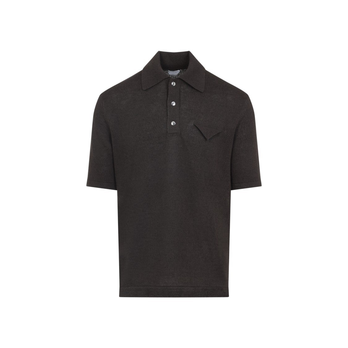 Bottega Veneta Brown Linen Knit Polo With Classic Collar