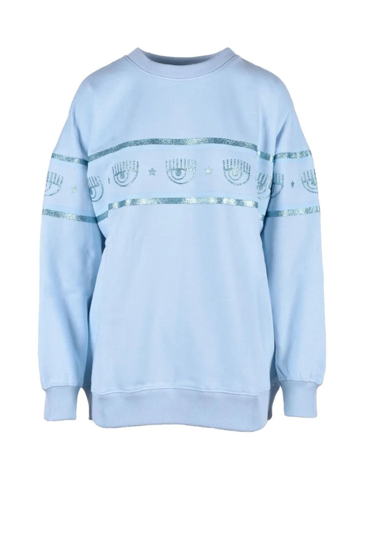 Chiara Ferragni Light Blue Cotton Sweatshirt