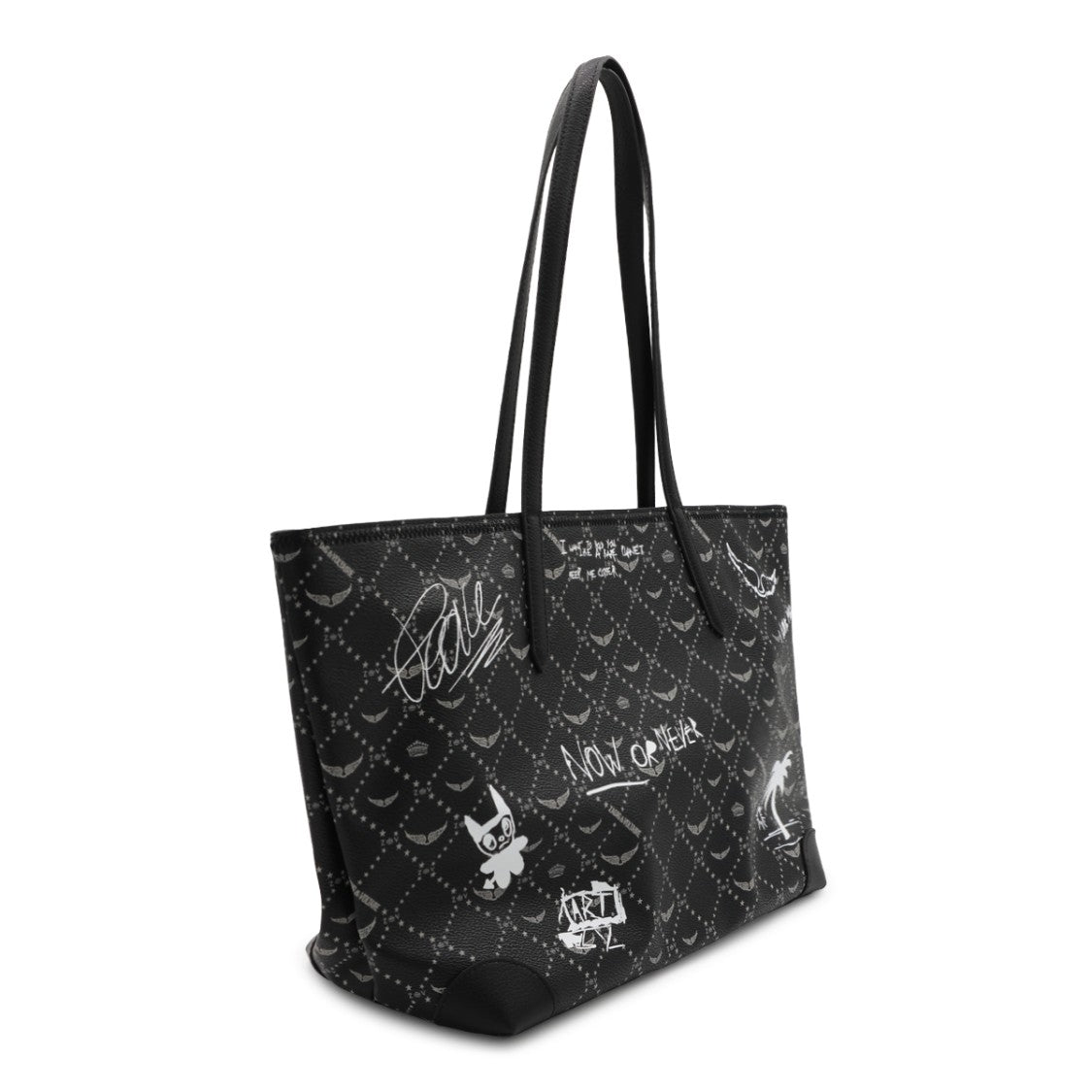 Zadig & Voltaire Diamond Patterned Graffiti Tote Bag