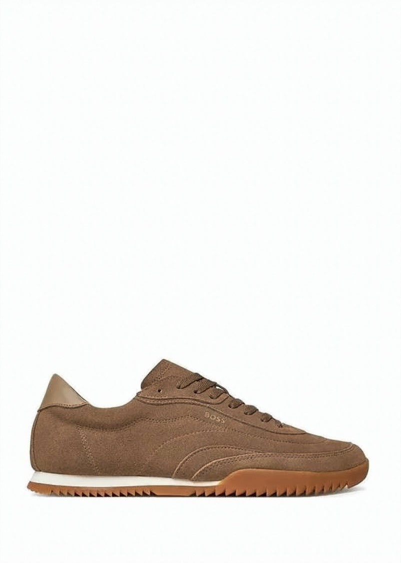 Hugo Boss Suede-Finish Brown Cowhide Sneakers