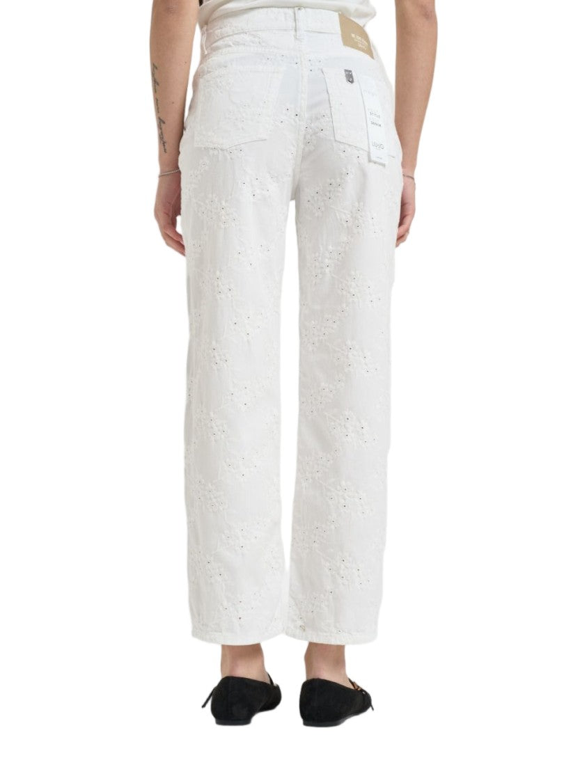 Liu Jo White Floral Embroidery Jeans