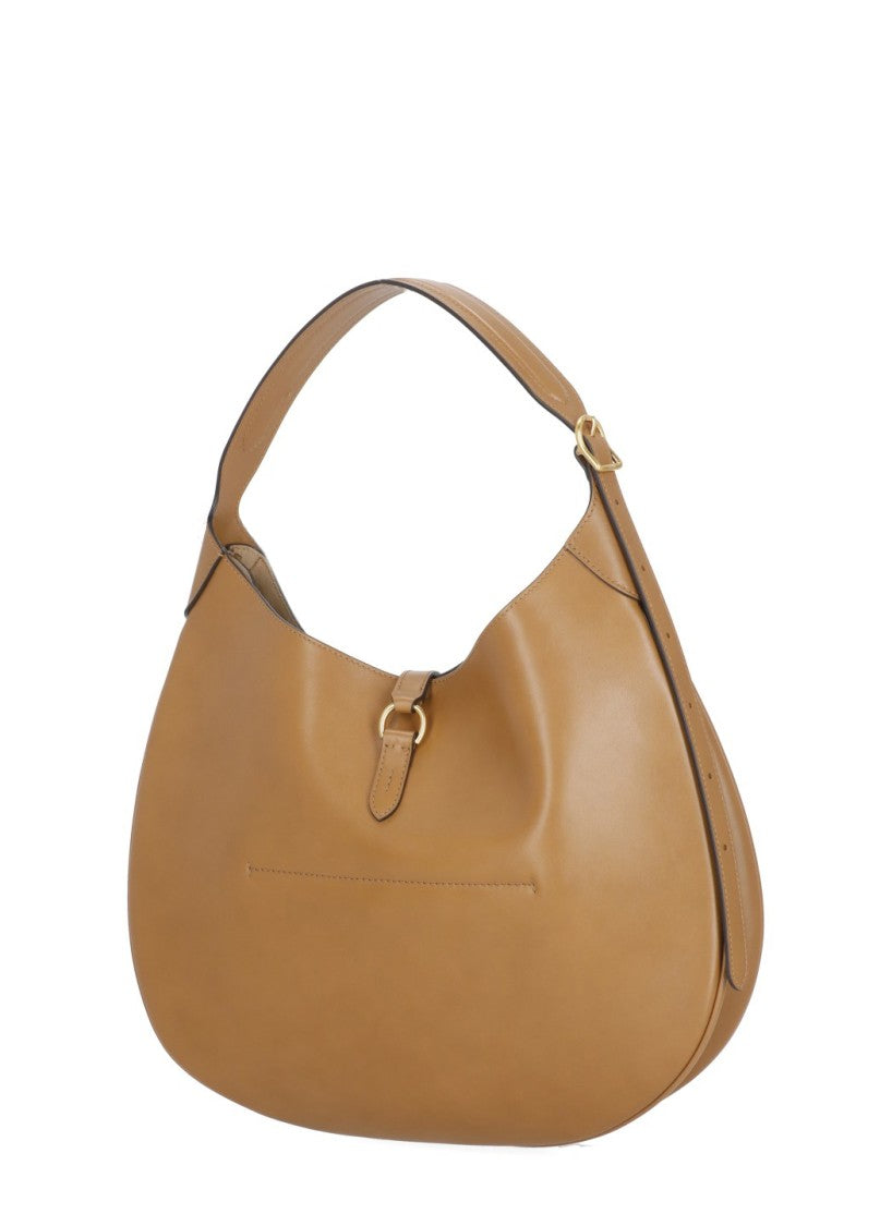 Polo Ralph Lauren Rounded Crescent-Shaped Leather Shoulder Bag With Adjustable Strap