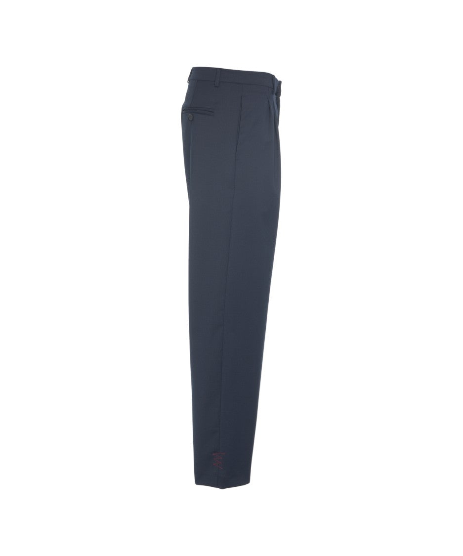 Amaranto Pleated Straight Leg Trousers With Classic Design