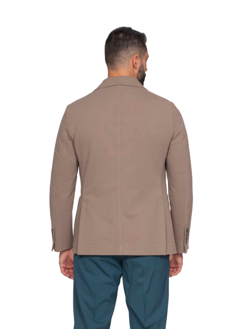 Circolo 1901 Structured Two-Button Brown Fleece Jacket With Notch Lapels