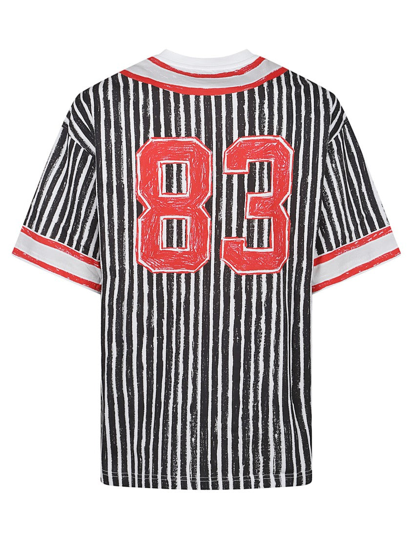 Moschino Stripe Logo Printed Cotton T-Shirt