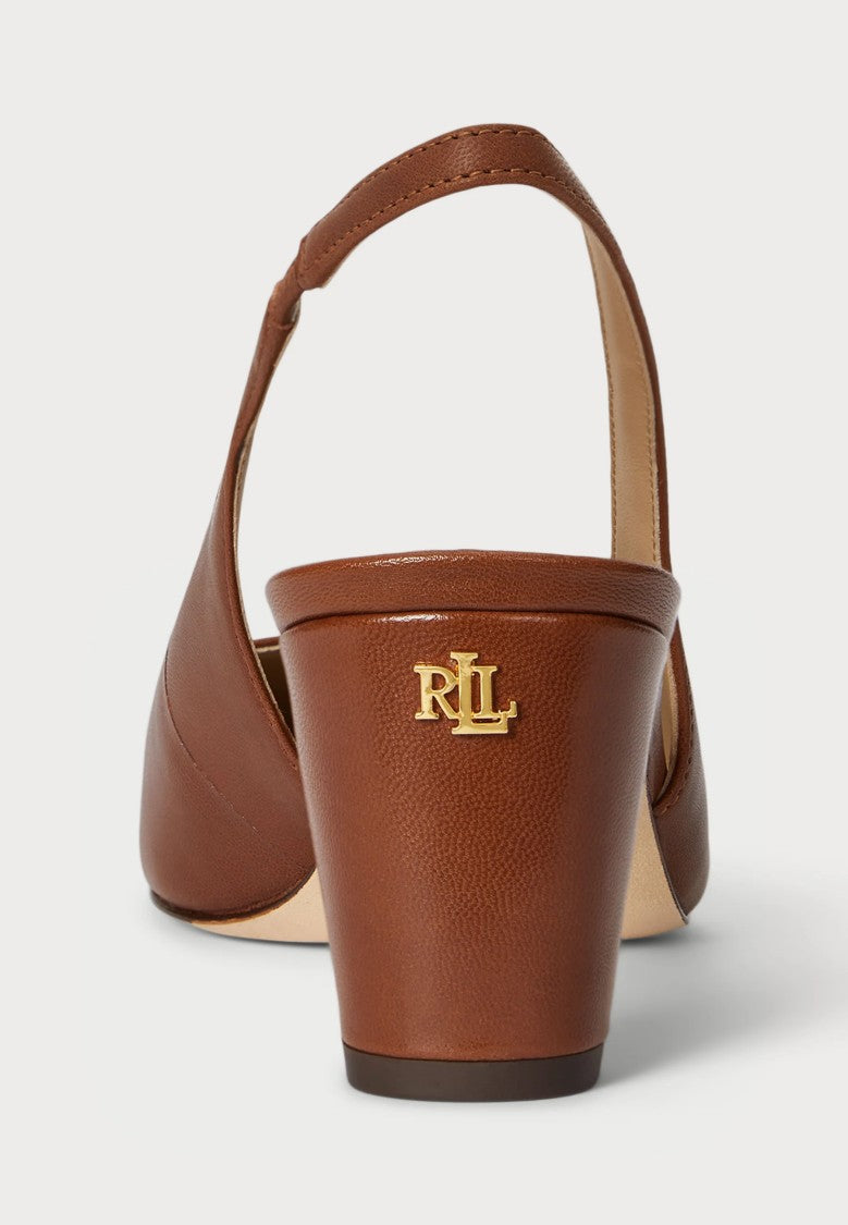 Lauren Ralph Lauren Brown Klaire Leather Slingback Pumps
