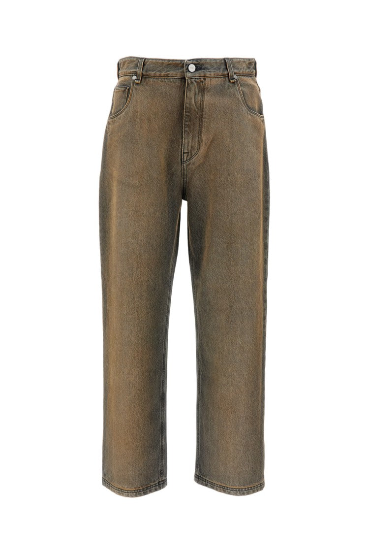 Fendi Washed High-Quality Cotton Trousers With Embossed Logo