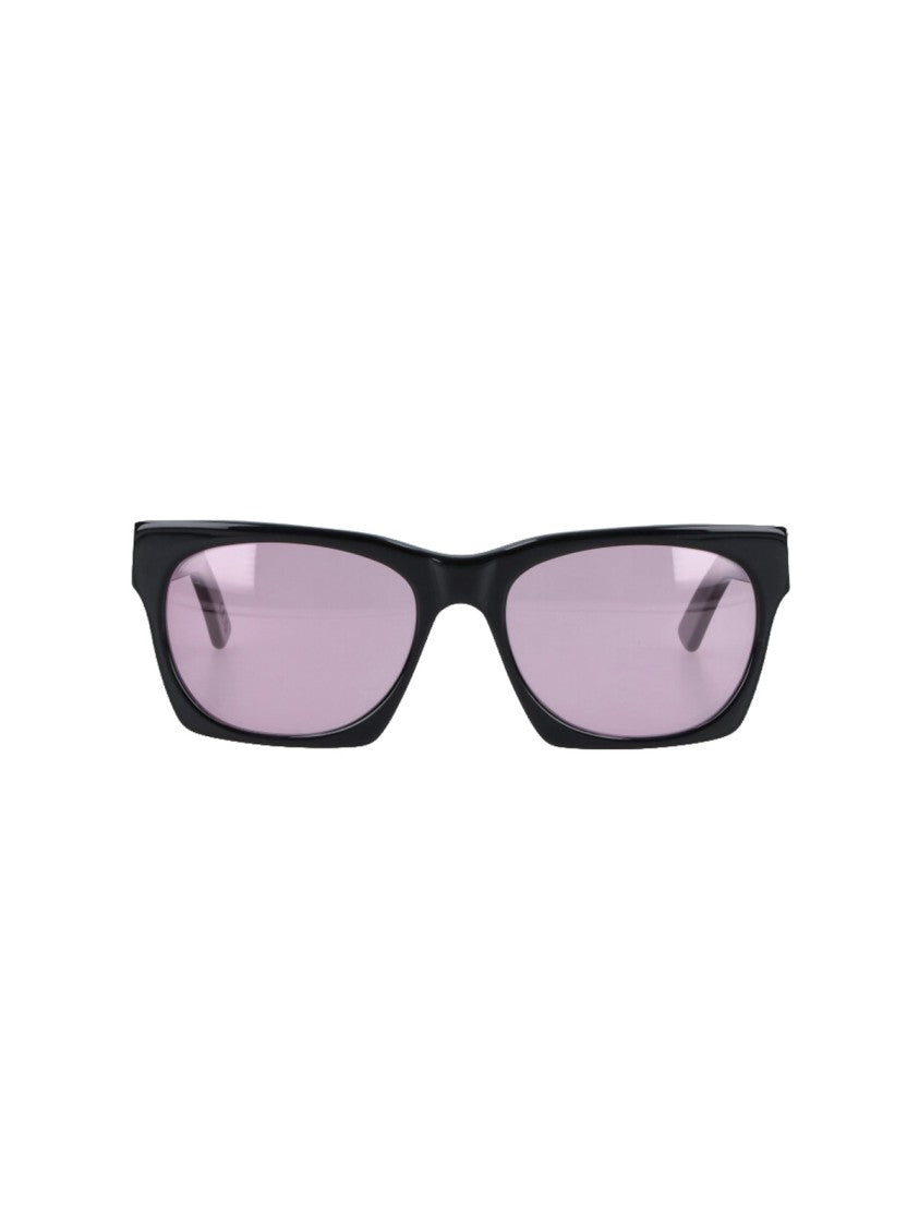 Facehide Rectangular Black Acetate Sunglasses With Colored Lenses