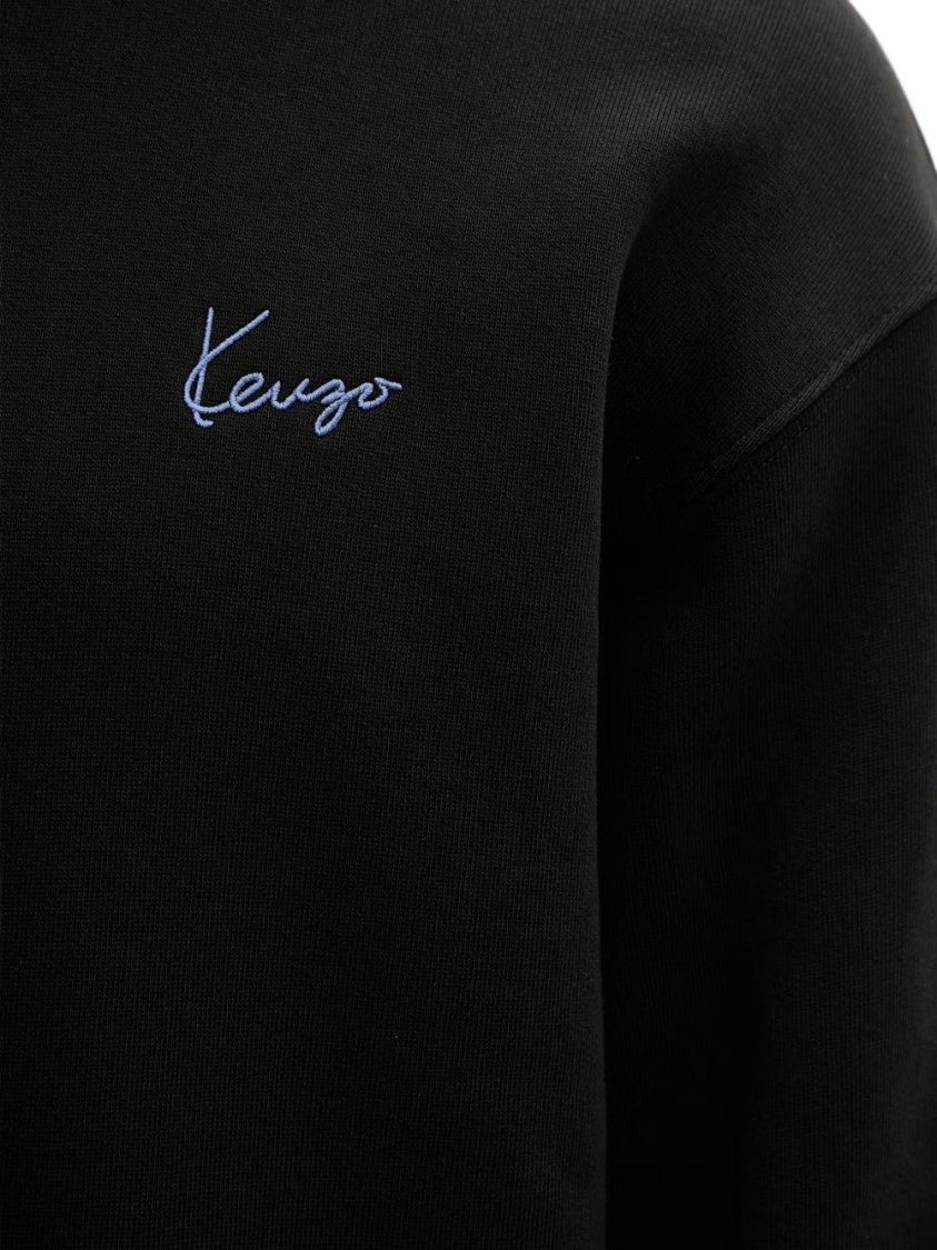 Kenzo Black Cotton Embroidered Logo Sweater