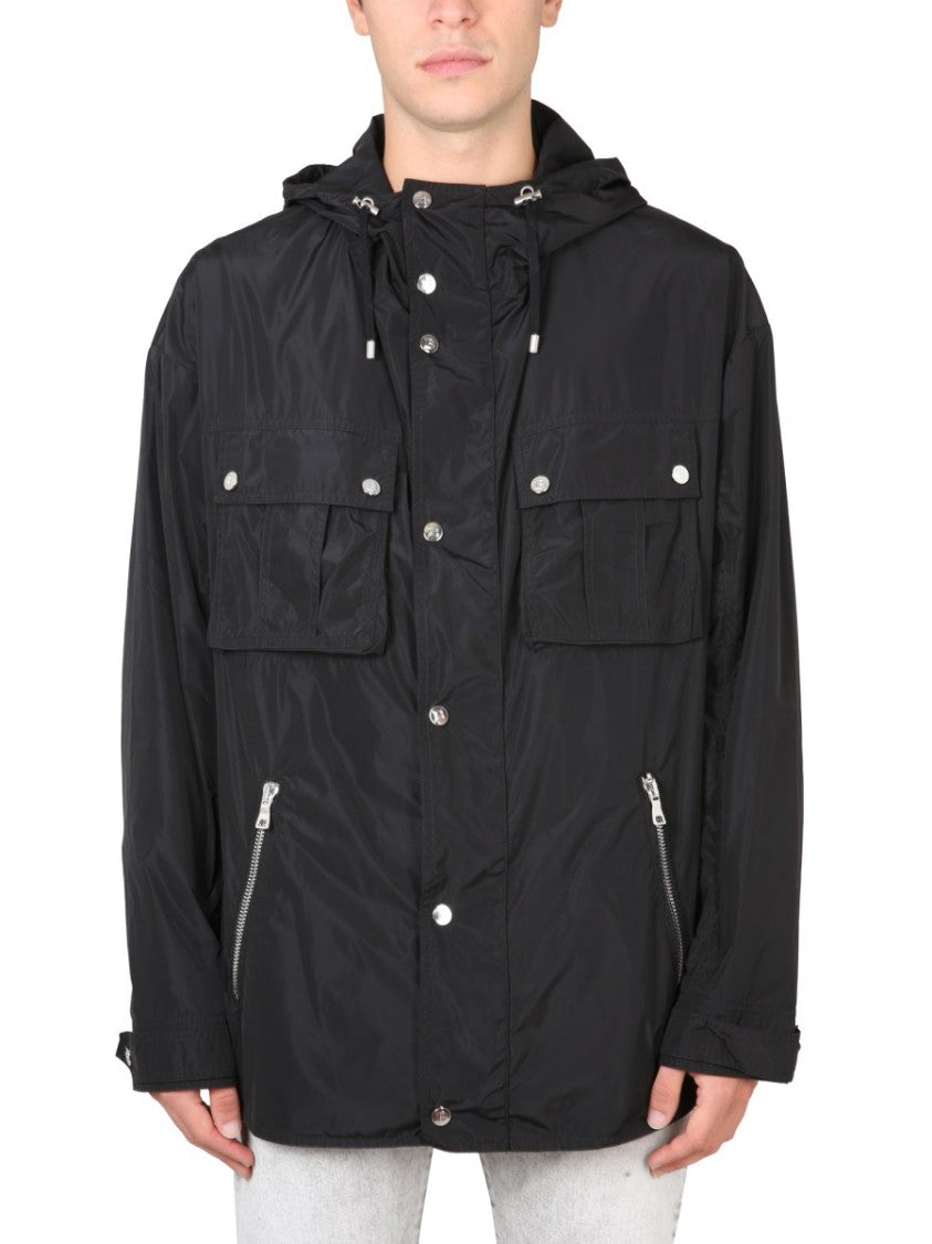 Balmain Hooded Black Jacket With Drawstring