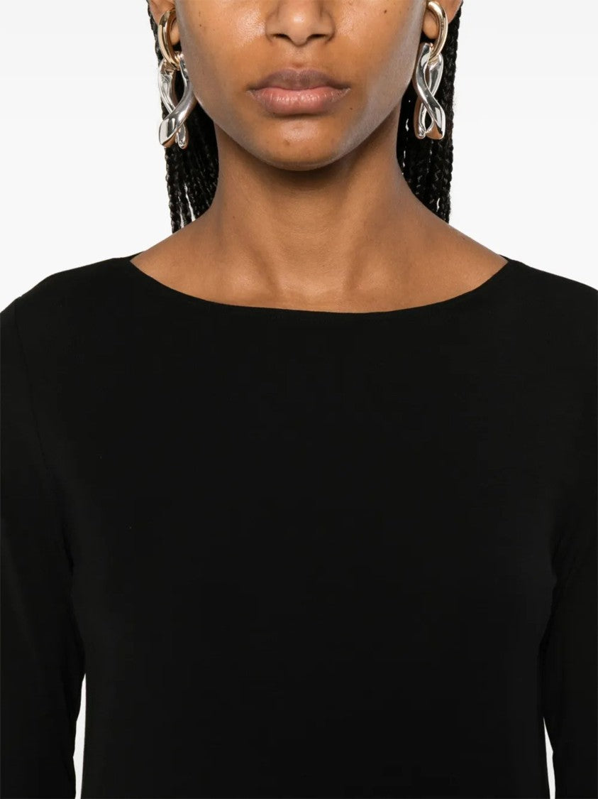 Wolford Black Pure Top Fitted Boat Neck Top