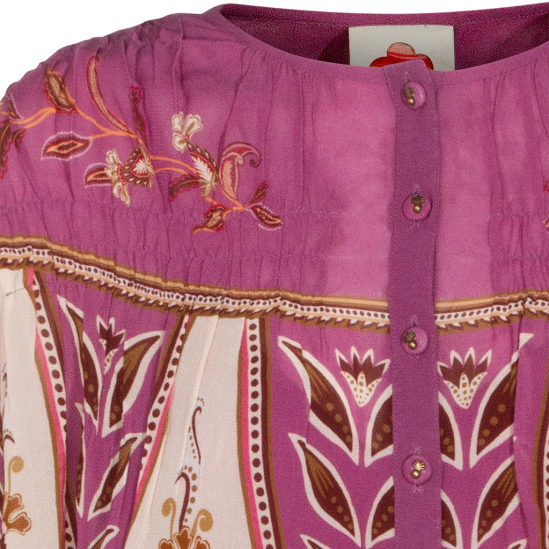 Farm Rio Relaxed-Fit Top With Classic Neckline And Short Sleeves