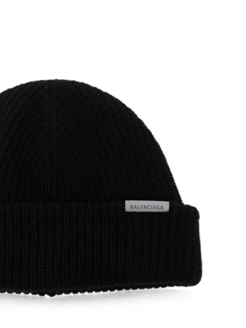 Balenciaga Ribbed Knit Wool Beanie Hat