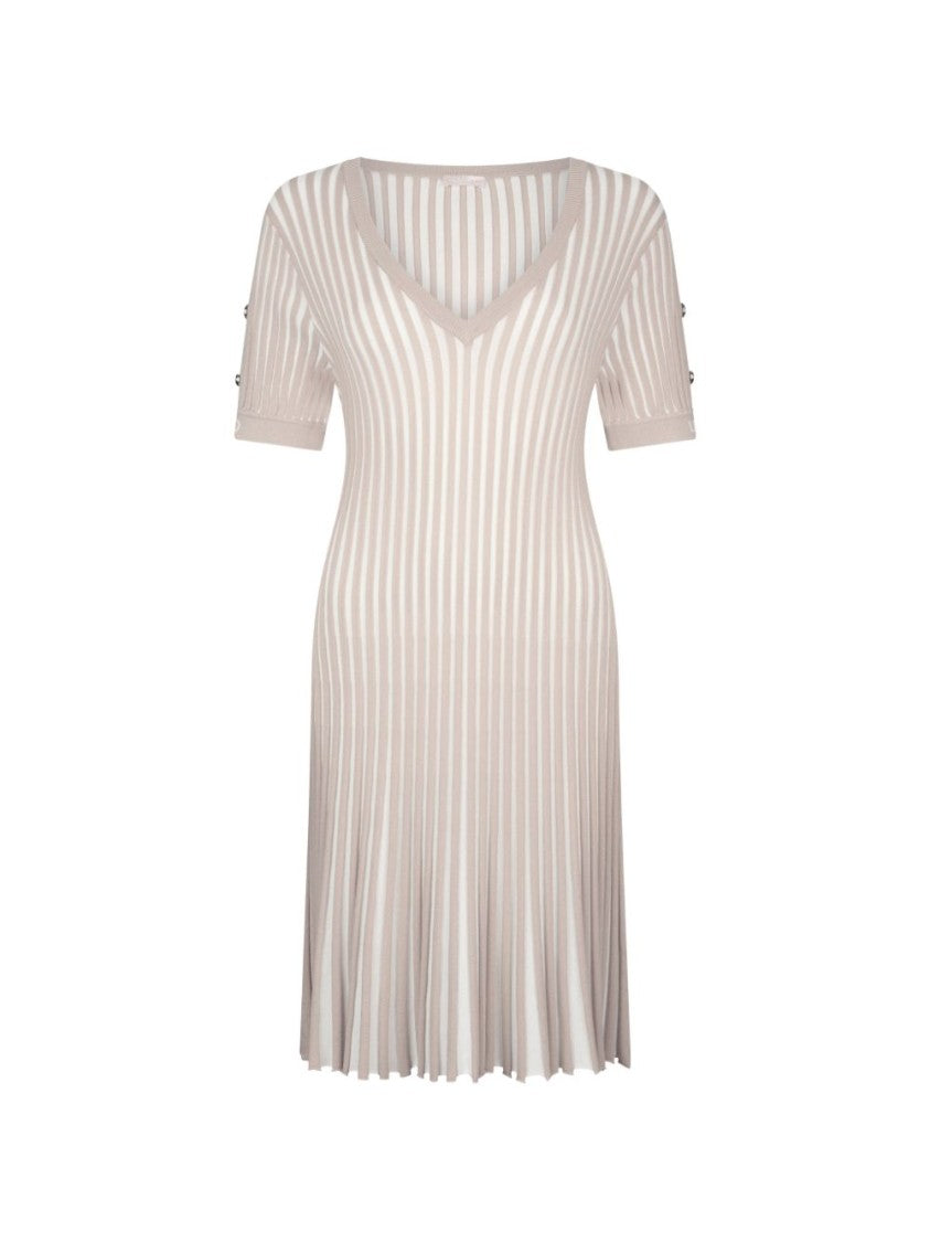 Liu Jo Beige Striped Knit Day Dress