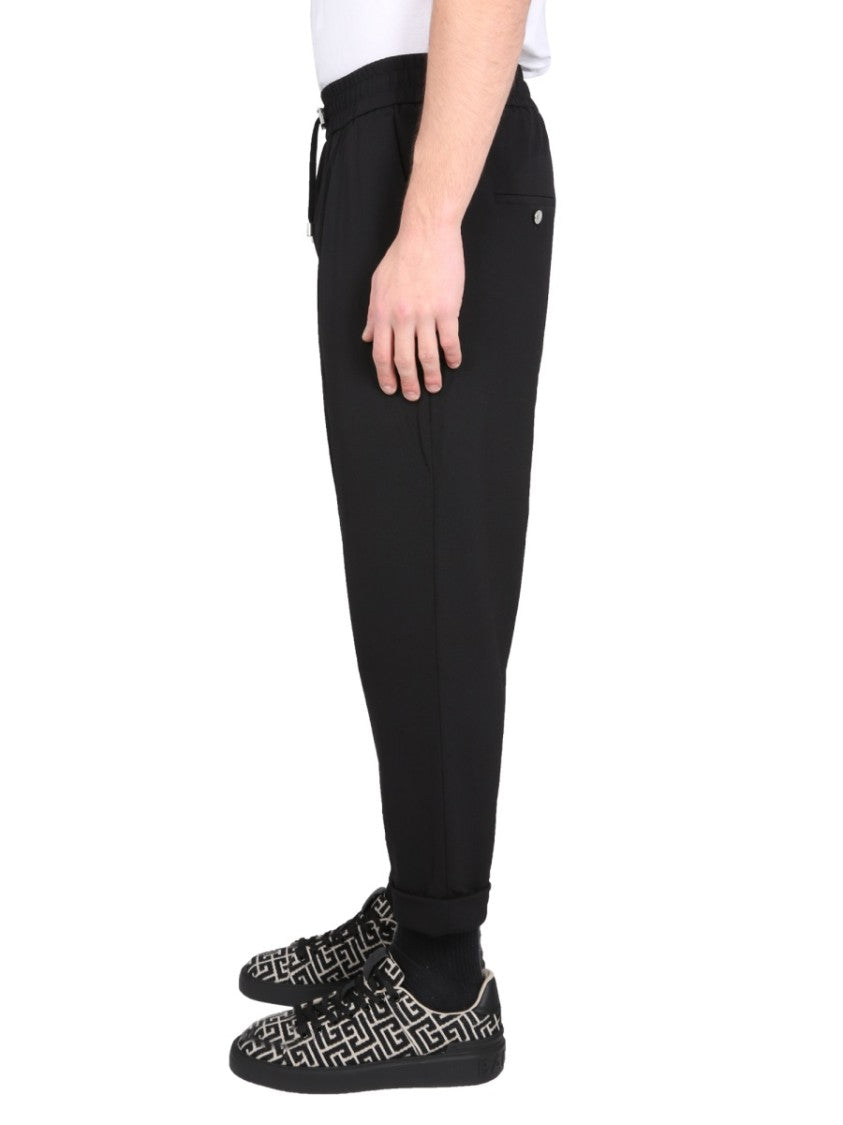 Balmain Relaxed Fit Black Wool Pants